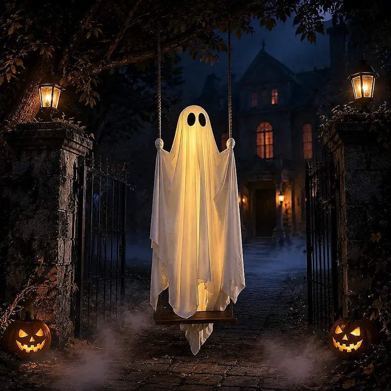5FT Hanging Ghost Swing with Remote-Controlled Lights