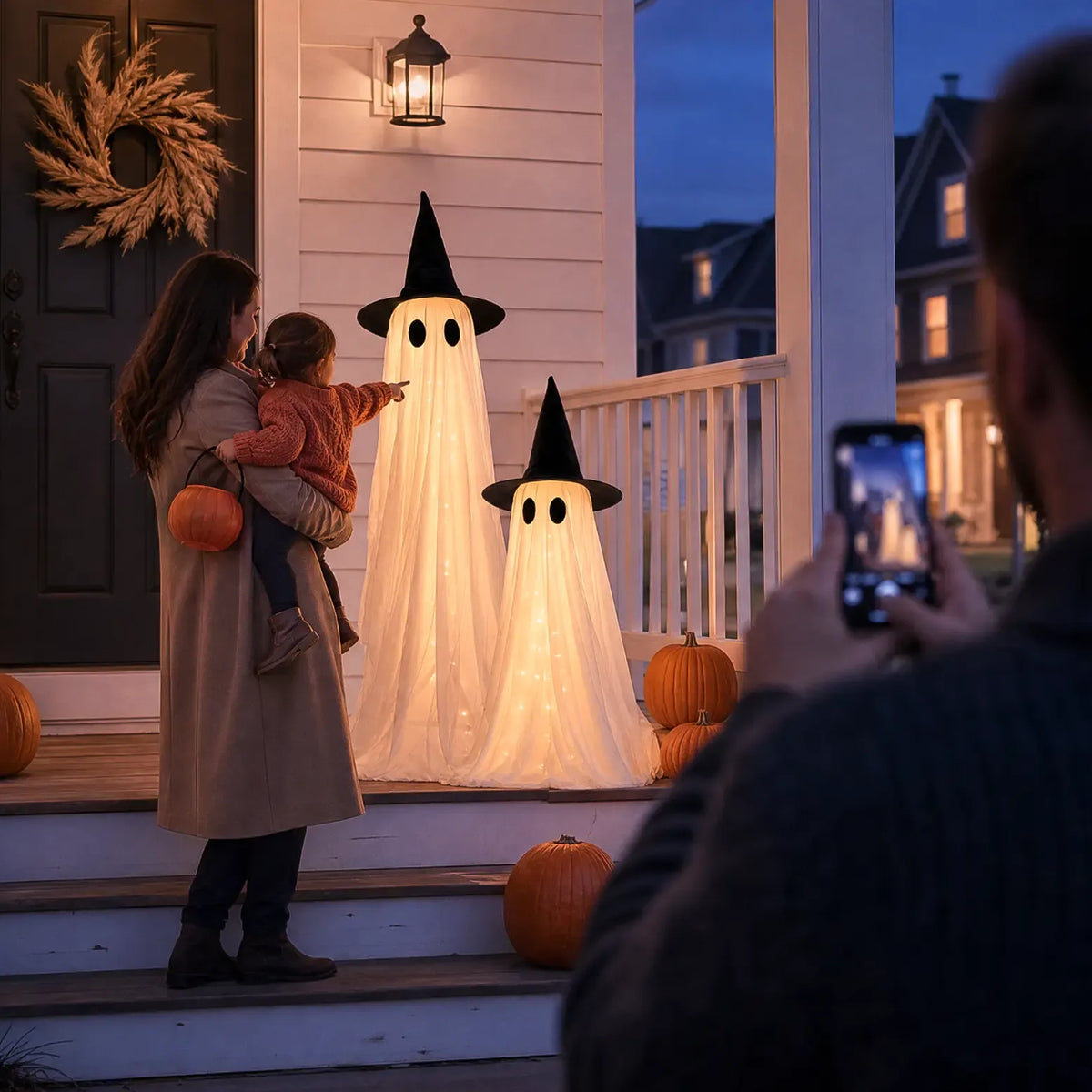 2-Pack 5FT Lighted Halloween Ghost Decorations