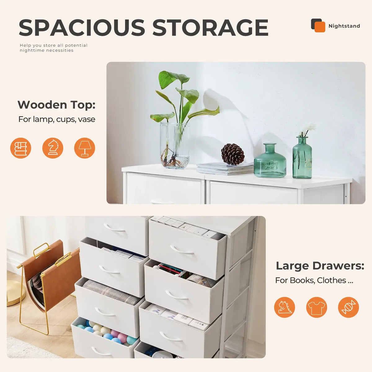 Sweetcrispy 8-Drawer Fabric Storage Tower Dresser