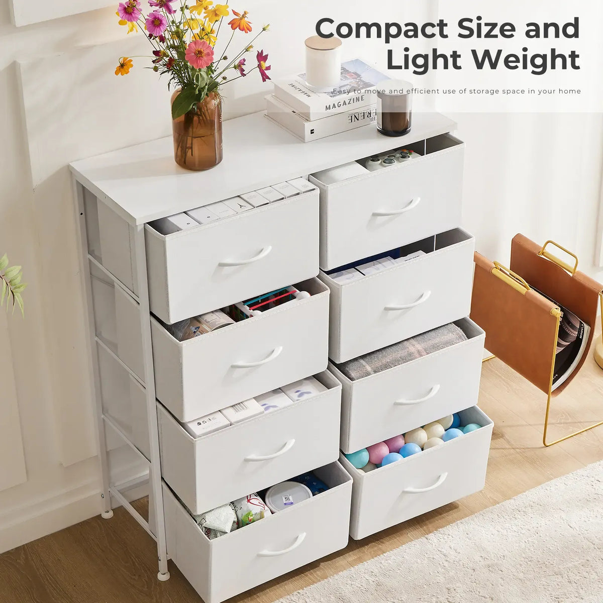 Sweetcrispy 8-Drawer Fabric Storage Tower Dresser