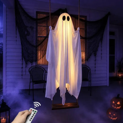 5FT Hanging Ghost Swing with Remote-Controlled Lights
