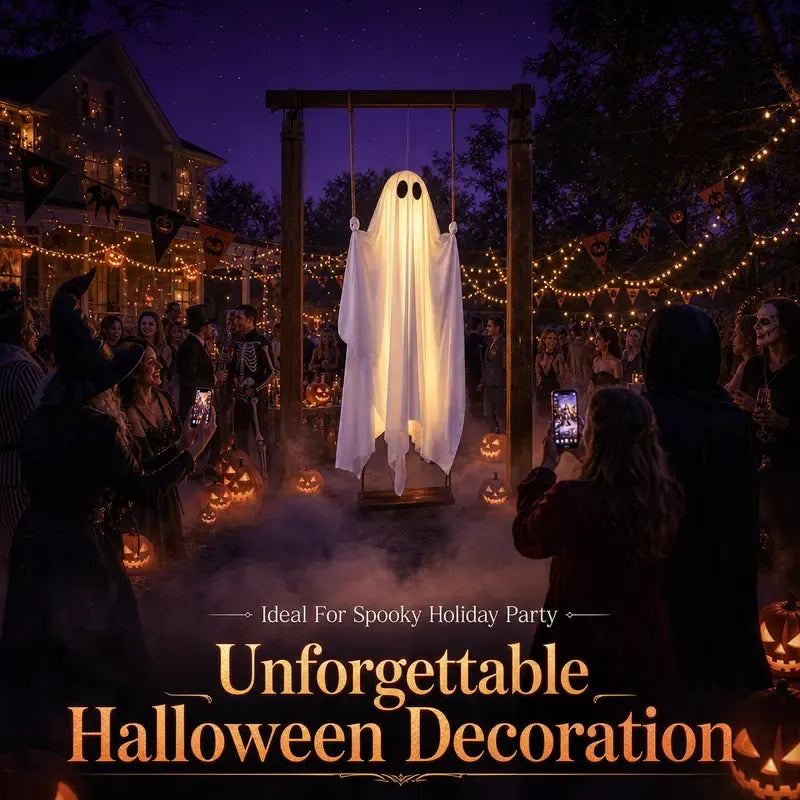5FT Hanging Ghost Swing with Remote-Controlled Lights