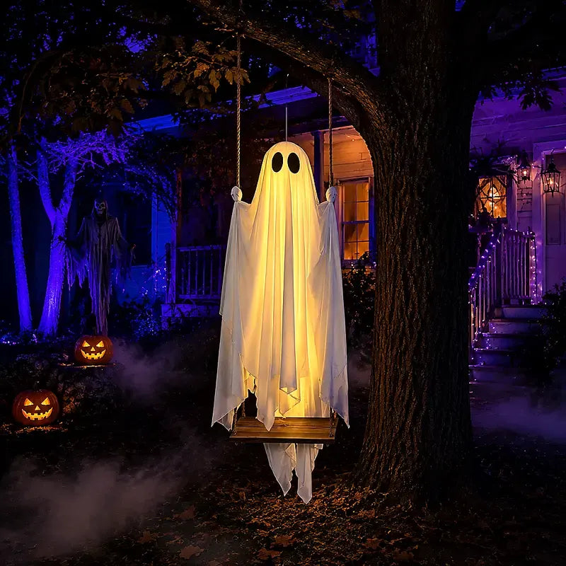 5FT Hanging Ghost Swing with Remote-Controlled Lights