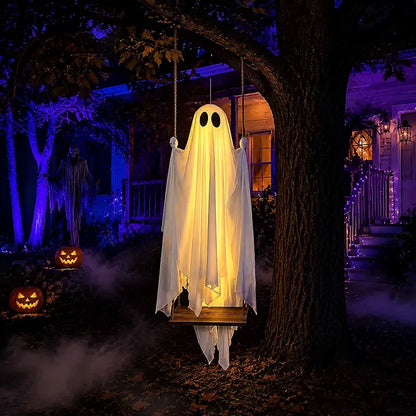 5FT Hanging Ghost Swing with Remote-Controlled Lights