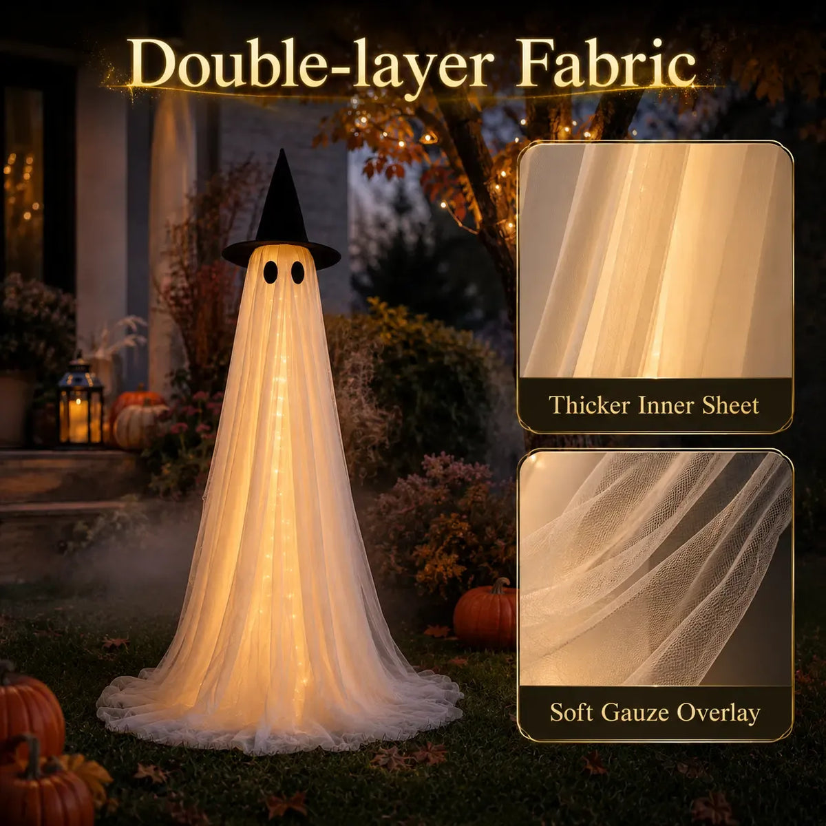 2-Pack 5FT Lighted Halloween Ghost Decorations