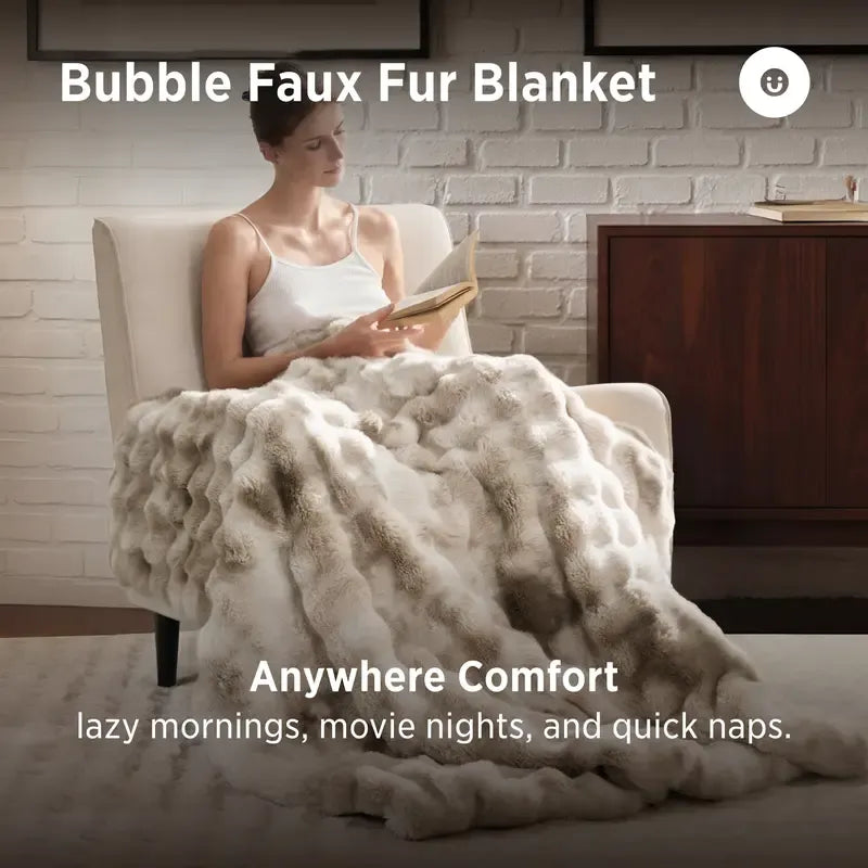Bedsure Faux Rabbit Fur Plush Throw Blanket