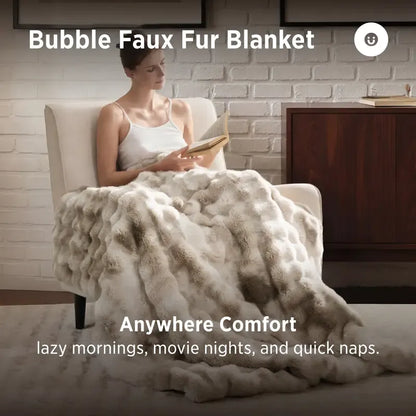 Bedsure Faux Rabbit Fur Plush Throw Blanket