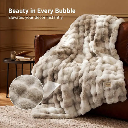 Bedsure Faux Rabbit Fur Plush Throw Blanket