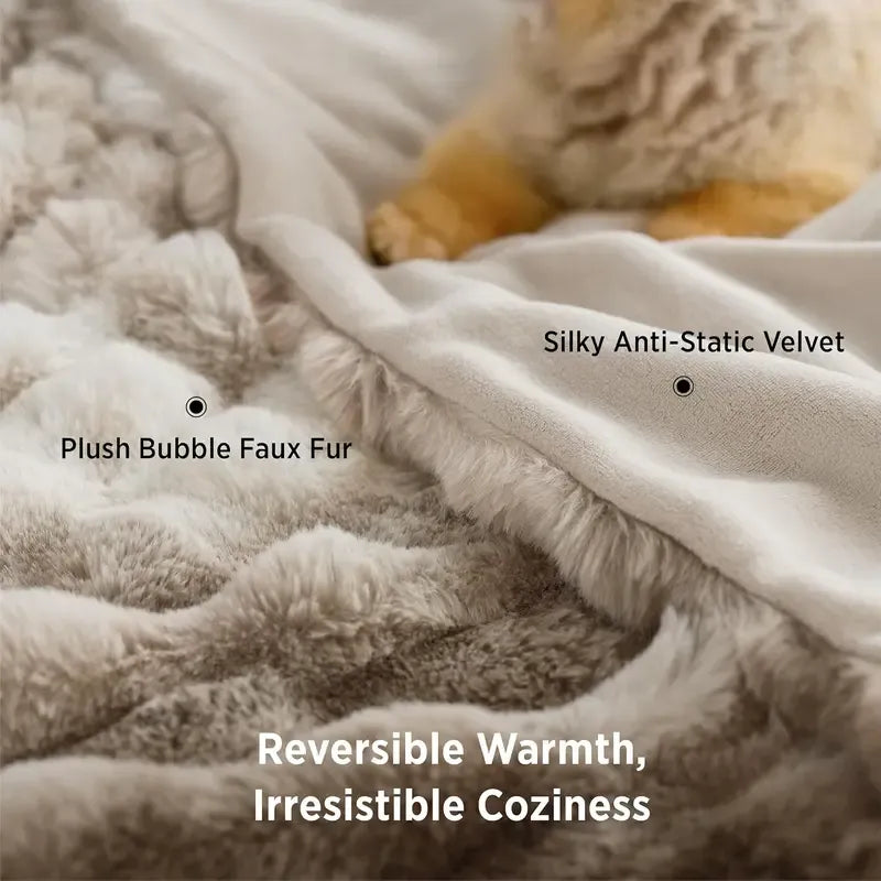 Bedsure Faux Rabbit Fur Plush Throw Blanket