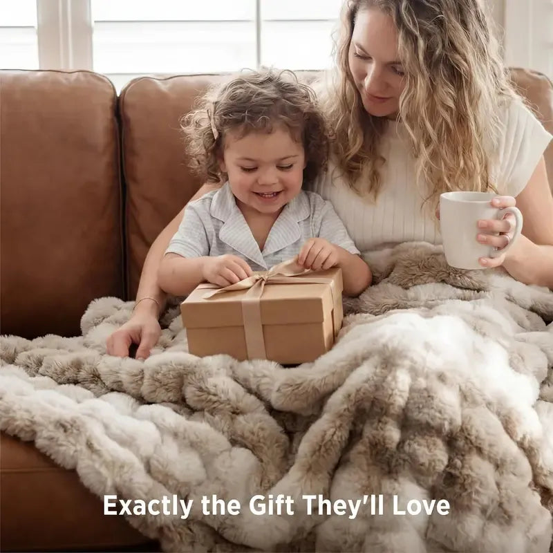 Bedsure Faux Rabbit Fur Plush Throw Blanket
