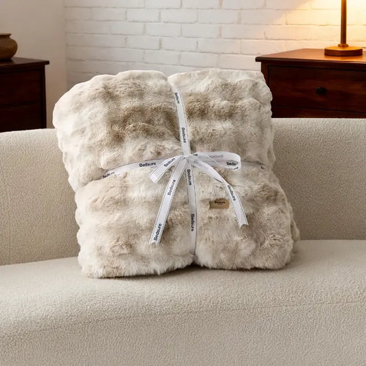 Bedsure Faux Rabbit Fur Plush Throw Blanket